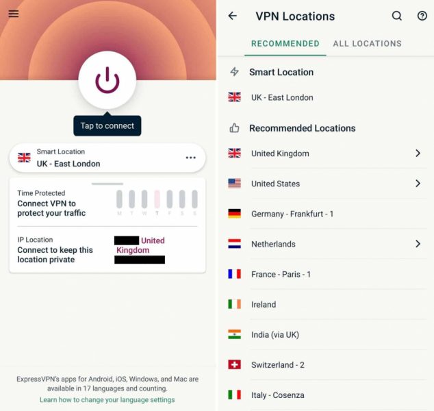 Connecting with ExpressVPN