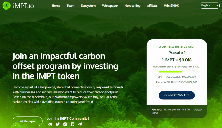 IMPT Token Official Presale - Offset Carbon Footprint with Crypto-min
