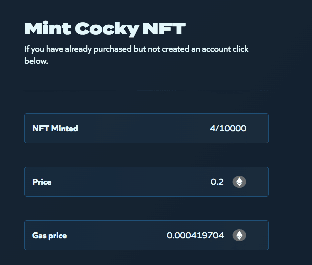 Mint Cocky NFTs