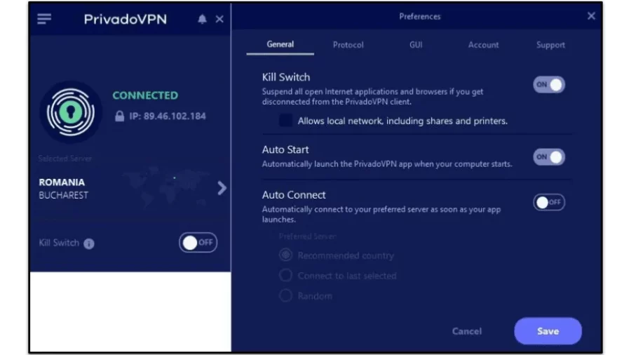 PrivadoVPN interface Best Free VPN for Android