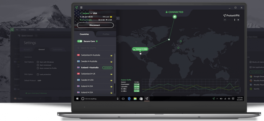 ProtonVPN's interface on different devices
