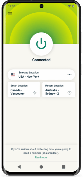 Android ExpressVPN phone connected