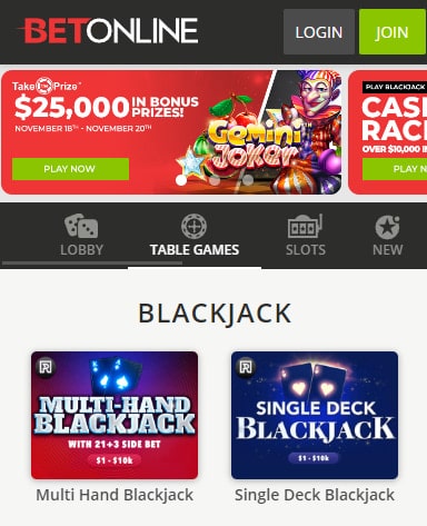 BetOnline Real Money Blackjack App