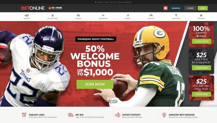 BetOnline Sports Betting homepage