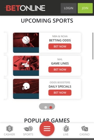 BetOnline homepage