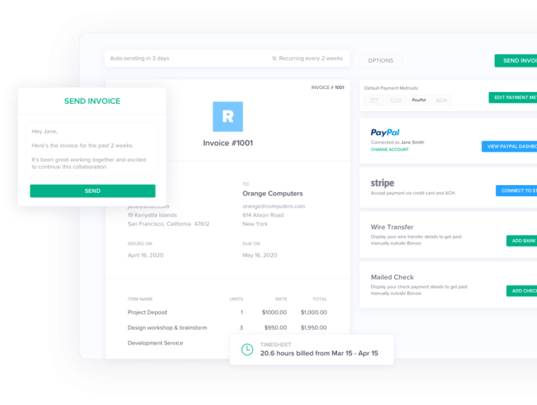Bonsai | The best invoice creation and automation tool for freelancers