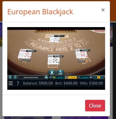 European Blackjack Big Spin Casino
