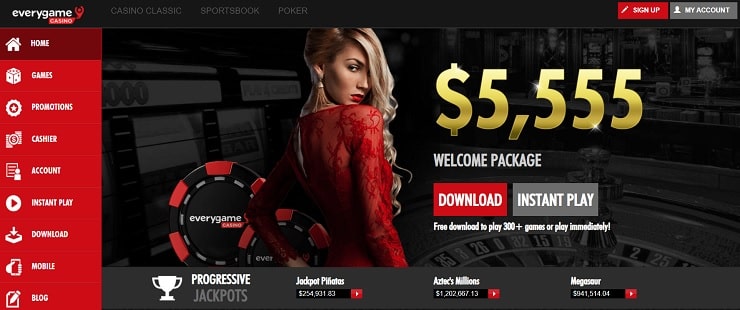 Everygame Casino Homepage