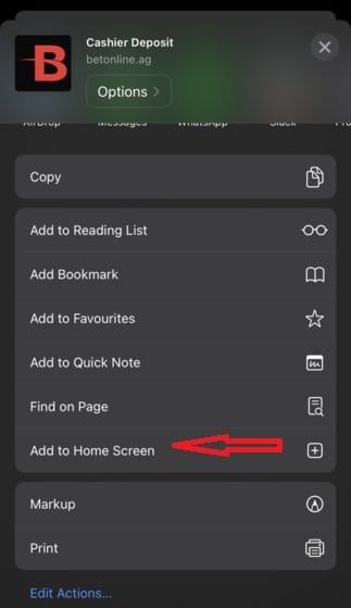 Safari menu options