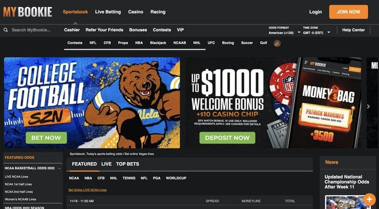 MyBookie Sports Homepage