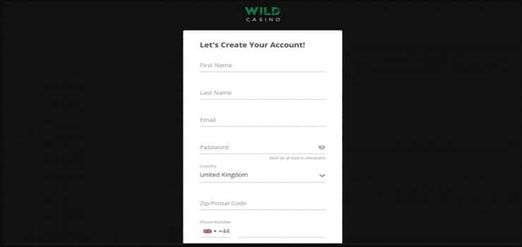 Wild Casino Step 1