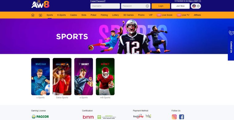 Malaysian Sportsbook - AW8 Home Page