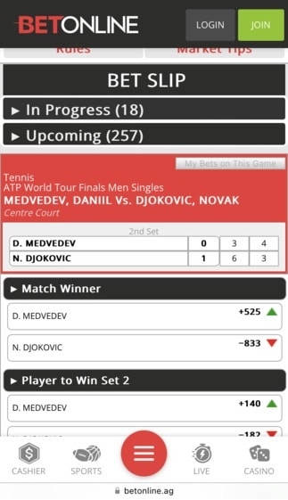Live betting at BetOnline