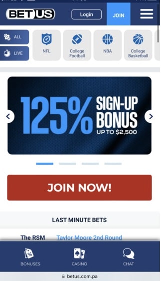 BetUS homepage