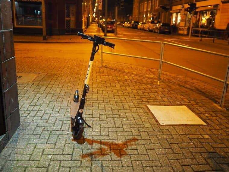 bird scooter in a street in europe