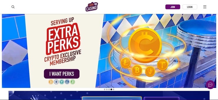 Cafe Casino homepage