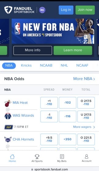 FanDuel homepage