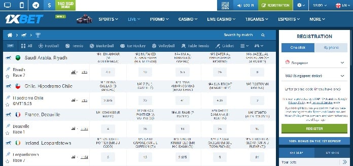 1XBET horse betting Singapore racebook