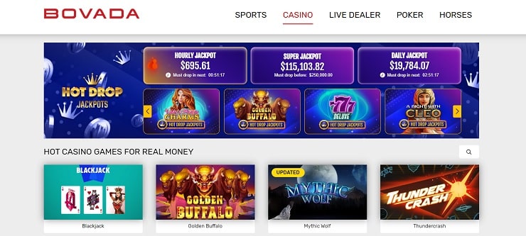 Bovada Casino Hot Drop Jackpots for Real Money