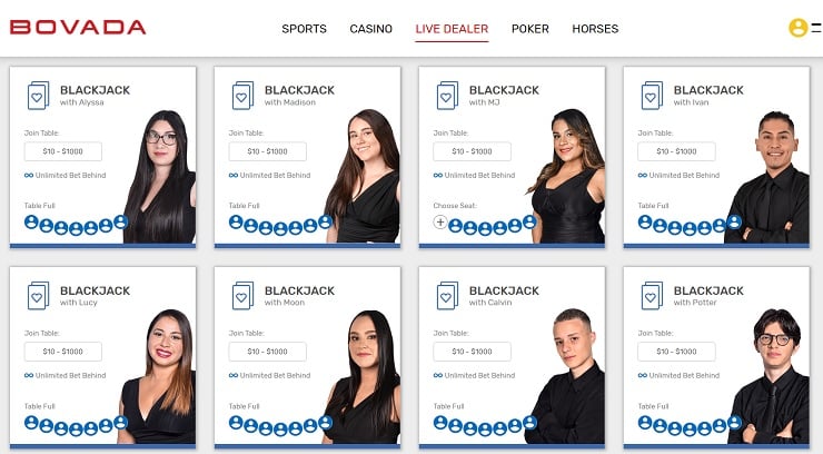 Bovada Casino Live Blackjack Games for Real Money