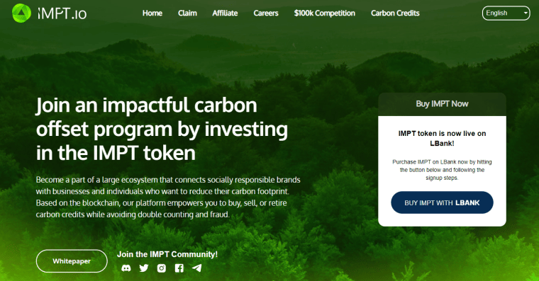 IMPT Carbon Trading Marketplace Crypto Revolution Opens February 2023 - Invest in The Green Shopping Future