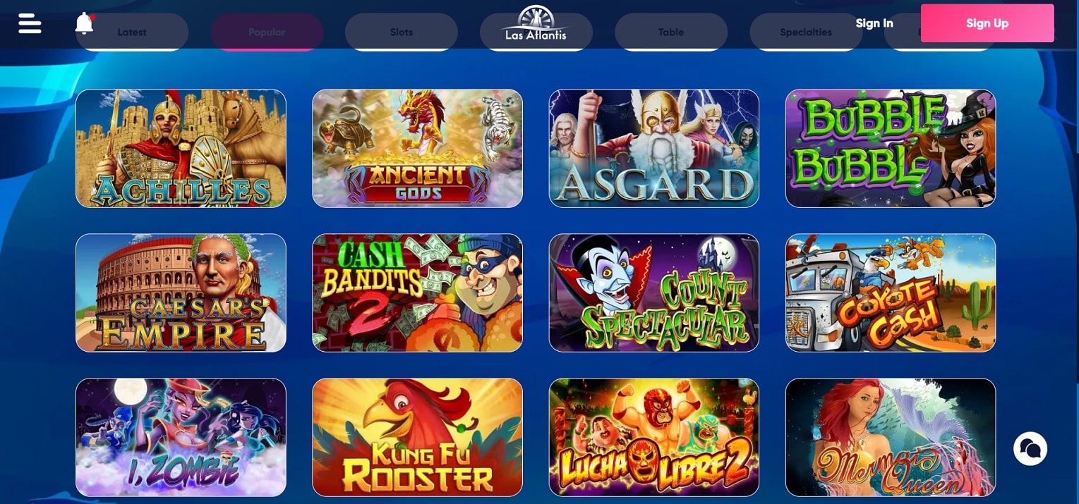 Las Atlantis WV online casino games