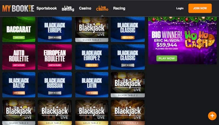 MyBookie Casino Live Dealer Blackjack