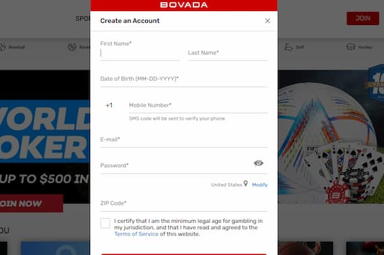 Bovada signup 2