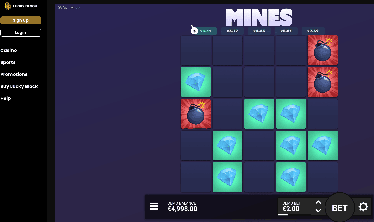 Lucky Block play Mines