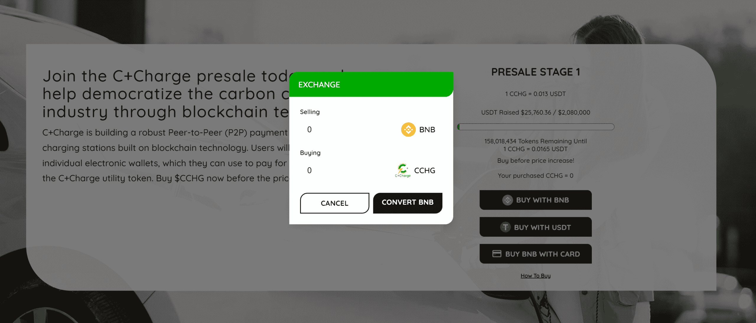 C+ Charge Tokens Kopen in de Presale