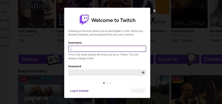 Twitch Registration for Casino Streaming