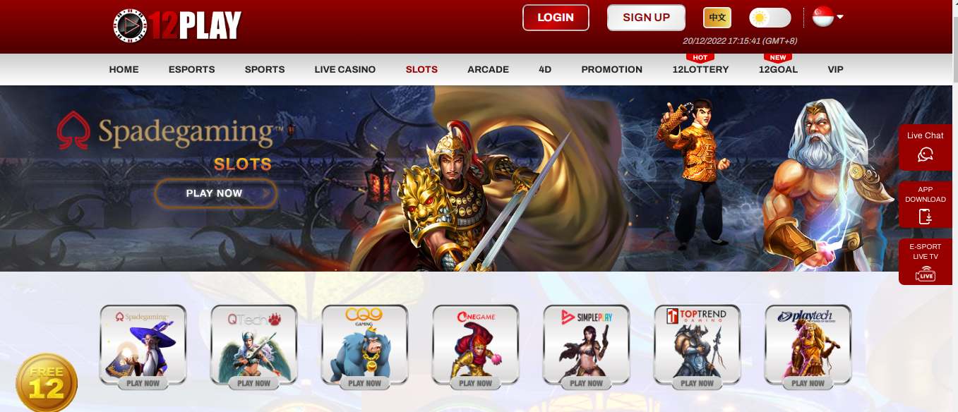 12Play Singapore Online Slots Casino Site