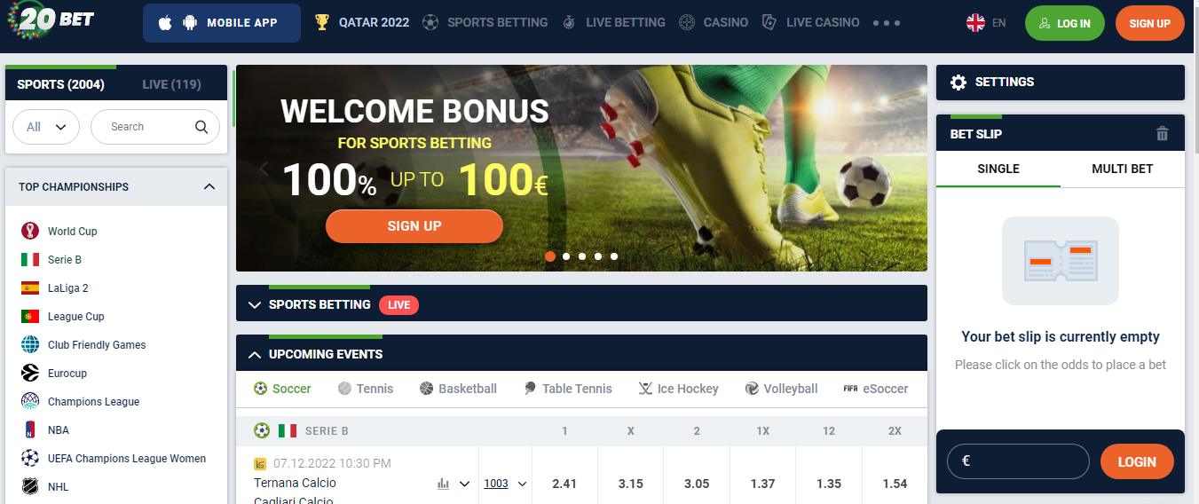 20Bet Sports Betting Site