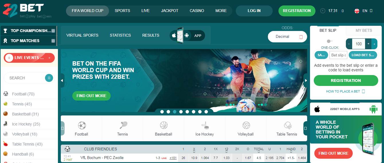 22bet online betting