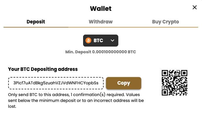 Deposit bitcoin