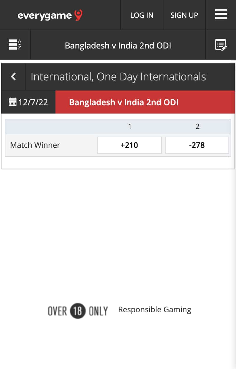 Bangladesh India ODI app lines