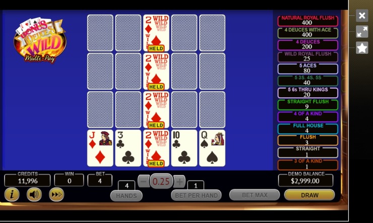 Video poker at Everygame
