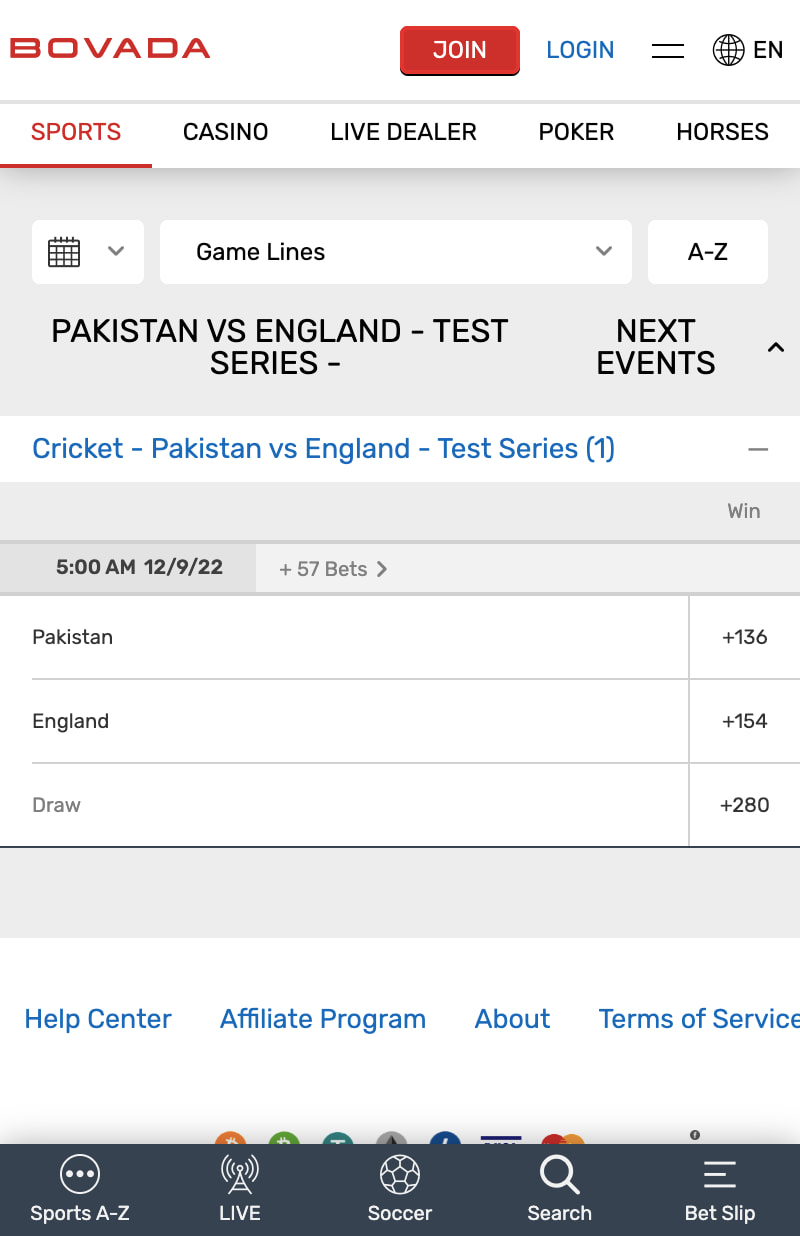 Pakistan England Test app lines