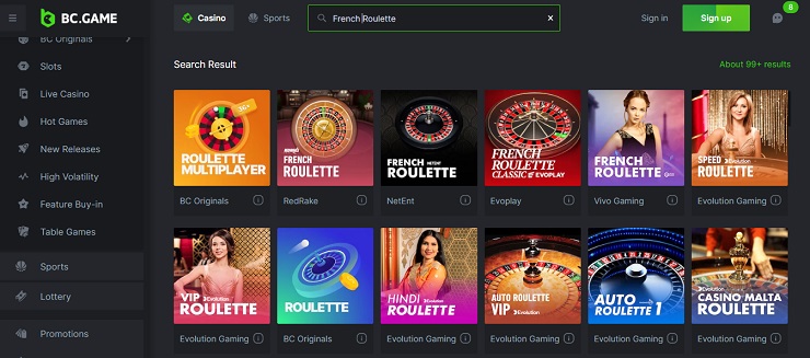 BC Game French Roulette