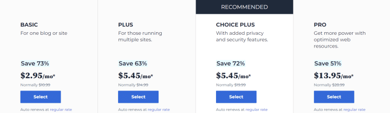 BlueHost Pricing