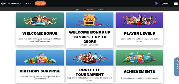Conquestador Casino Bonuses NZ