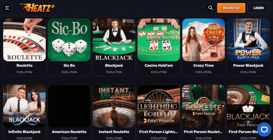Heatz Casino Live Dealer Games 