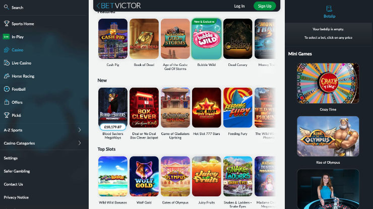 Independent Casino Games at Bet Victor