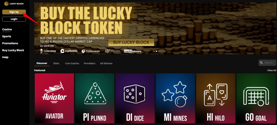 LuckyBlock Online Roulette Casino Sign Up