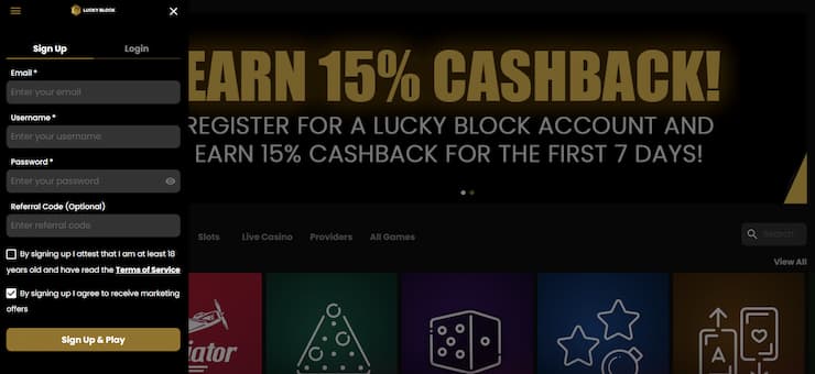 LuckyBlock sign up easy