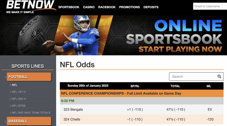 BetNow NFL Page
