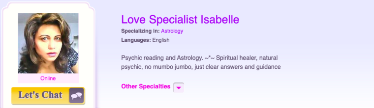 Love Specialist Isabelle Best Online Psychics for Chat Kasamba