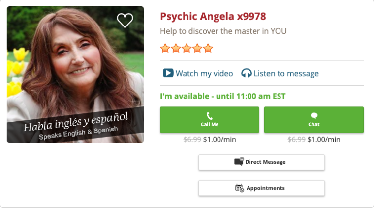 Psychic Angela best online psychic reading for chat 2023 at psychic source