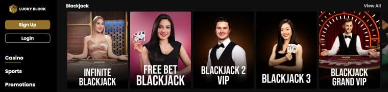 lucky block - live dealer blackjack lounge