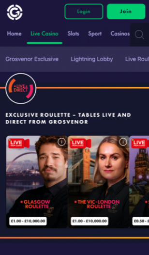 Grosvenor Live Casino Games